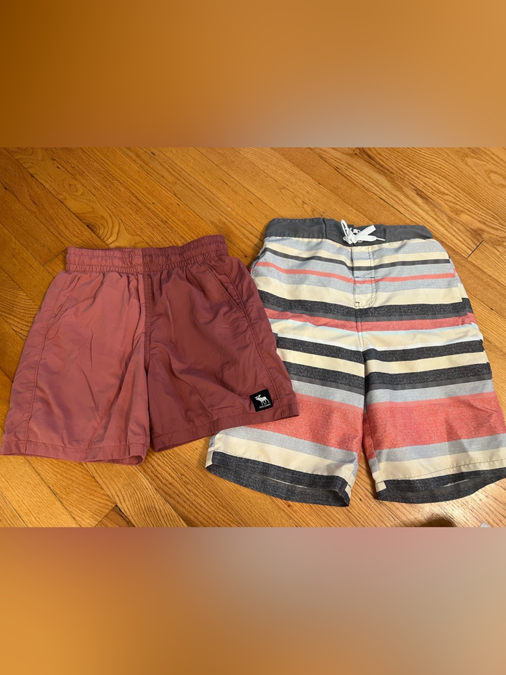 abercrombie kids rust red elastic shorts & swimming trunks